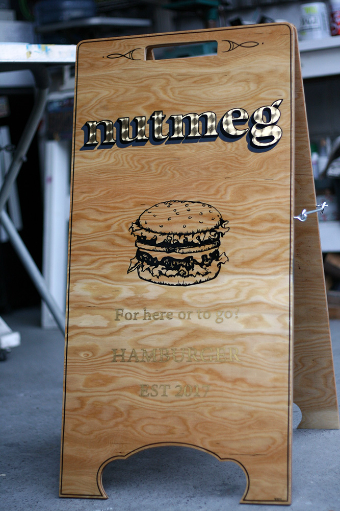 サインペイント,ゴールドリーフ,スタンドサイン,バーガーショップ