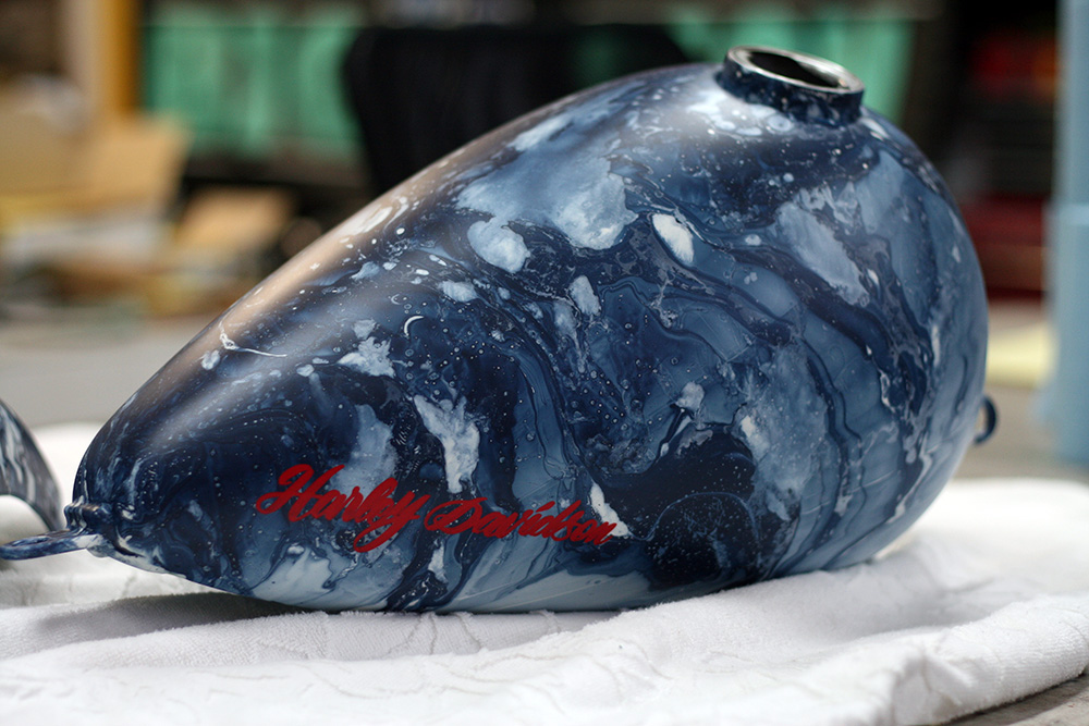マーブル塗装,ハーレー,マーブリング,カスタムペイント