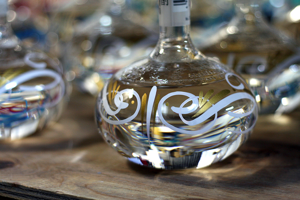 ガラス,ボトル,オリジナルペイント,ピンストライプ