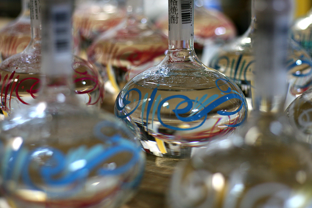 ガラス,ボトル,オリジナルペイント,ピンストライプ